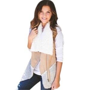 Anthropologie Saturday Sunday Asymmetrical Faux Suede & Fur Sherpa Vest Small